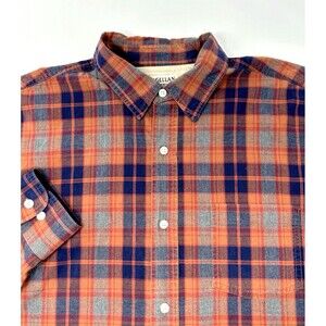Magellan Sportswear Orange/Blue Plaid Long Sleeve Shirt  Mens XXL‎